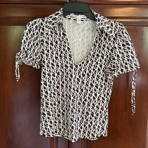 DVF Brown & Off white silk top